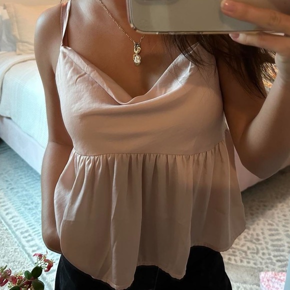 American Eagle Silky Cowl Neck Babydoll Top - Picture 11 of 11